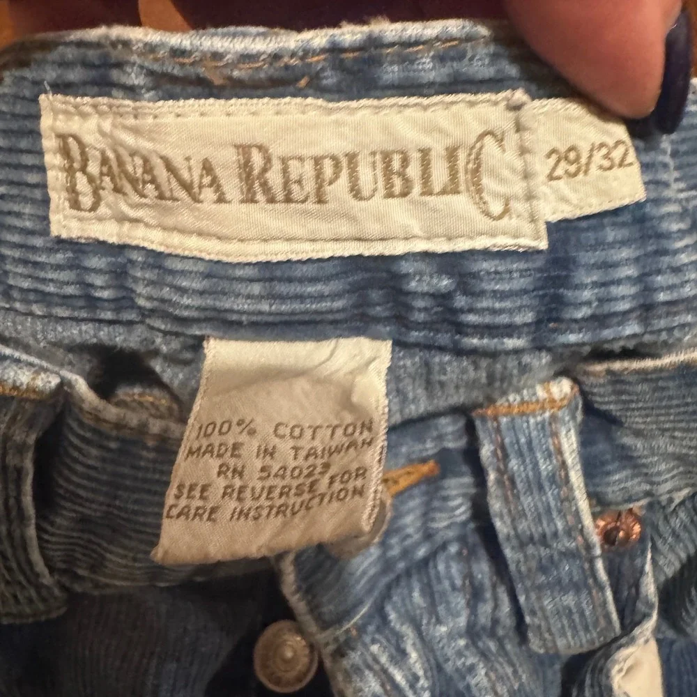 Vintage 1980s Banana Republic Blue Corduroy Pants Straight Leg 29x32 Classic